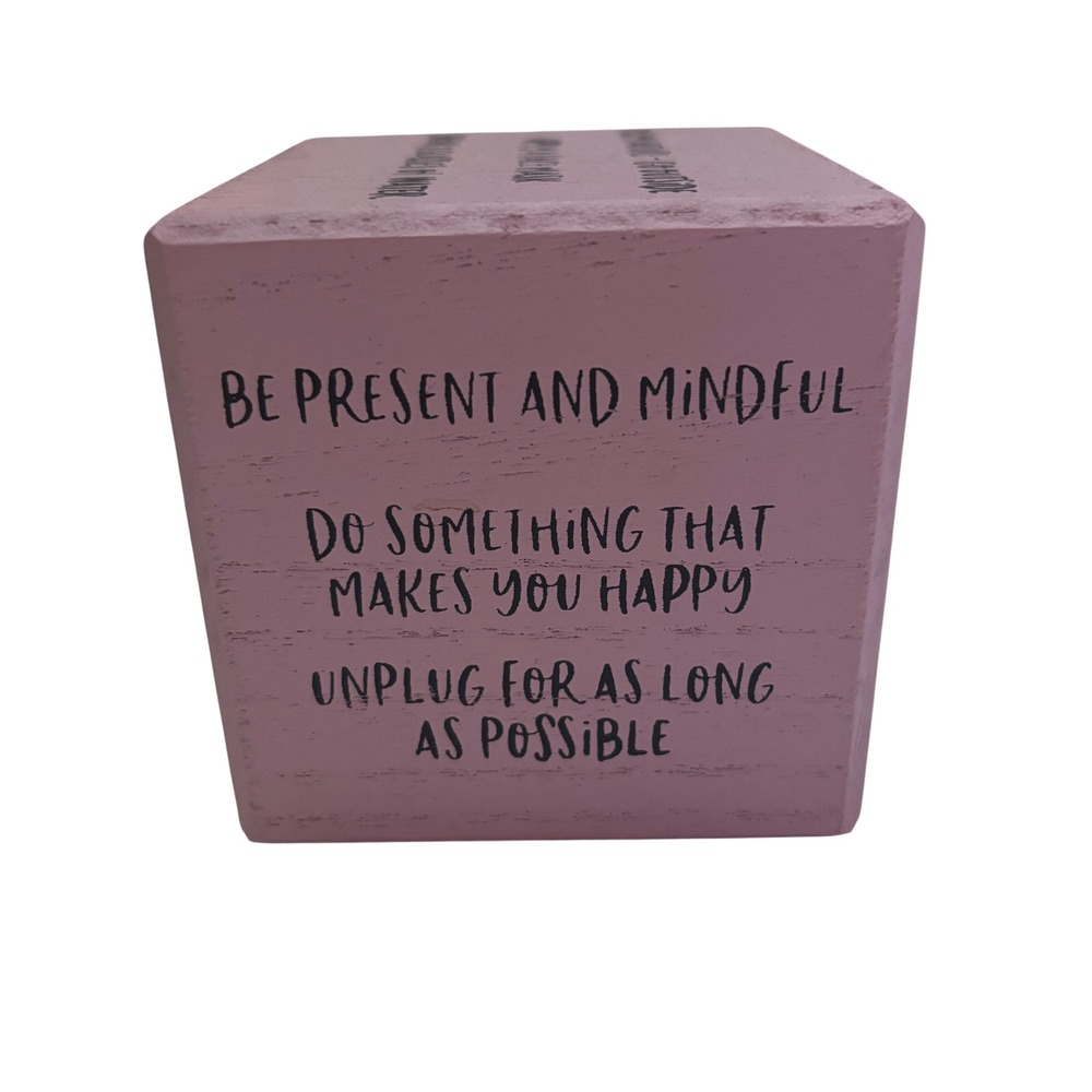 Mindfulness Wooden Quote Block Unisex OS Pink Self Care Desk Decor